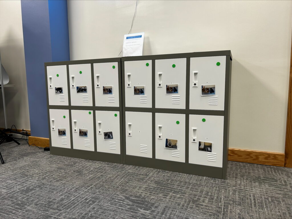 Image of lockers housing tech available for checkout
